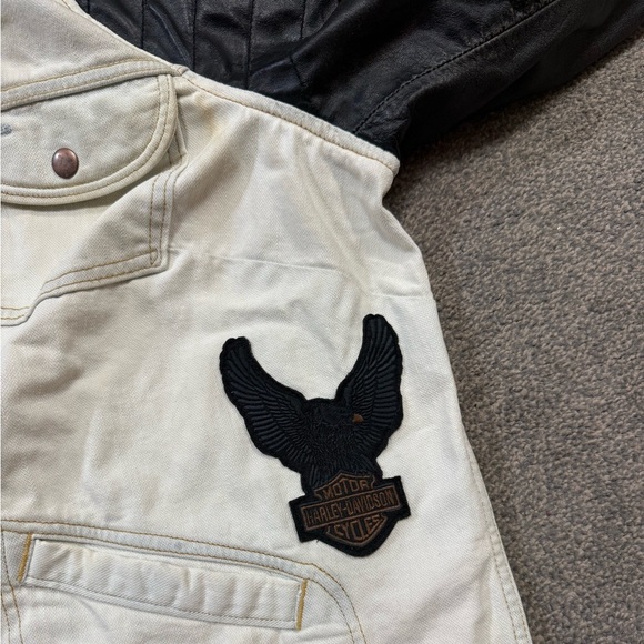 Harley-Davidson® Women's Leather Sleeve Denim Casual Moto Jacket size XL - Picture 7 of 11